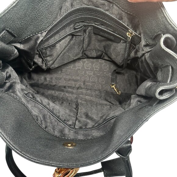 Michael Kors Black Leather Gold Studded Grommet Hamilton Tote - Picture 15 of 16